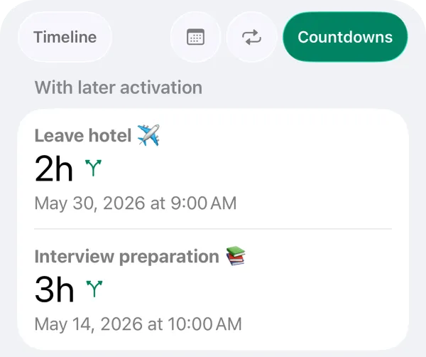 Countdowns with a Delayed Start