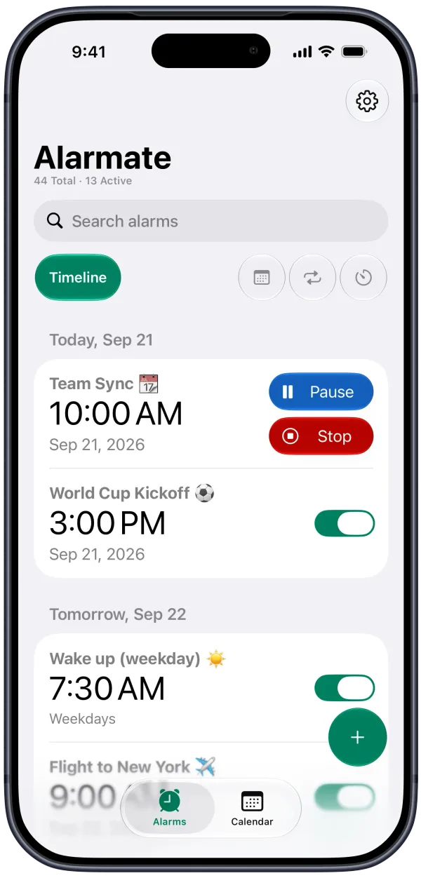 See your Day at a Glance with the Alarm Timeline
