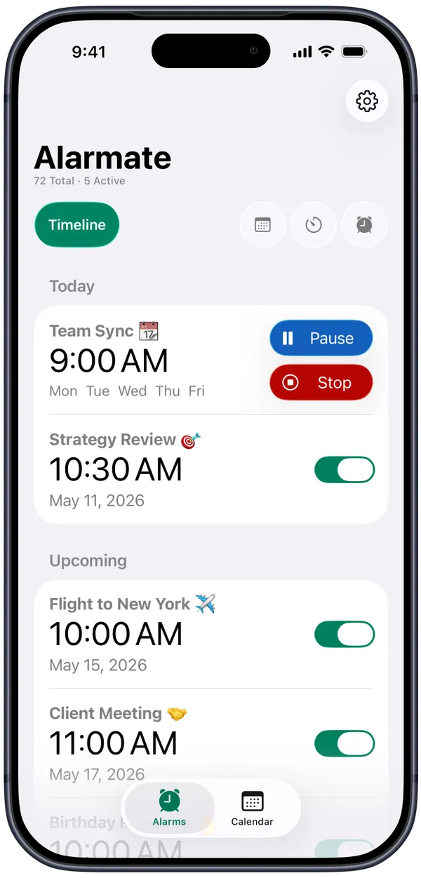See your Day at a Glance with the Alarm Timeline