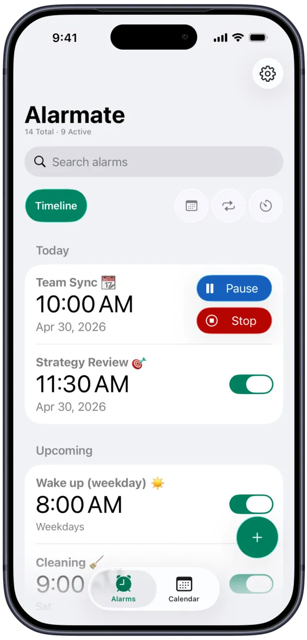 See your Day at a Glance with the Alarm Timeline