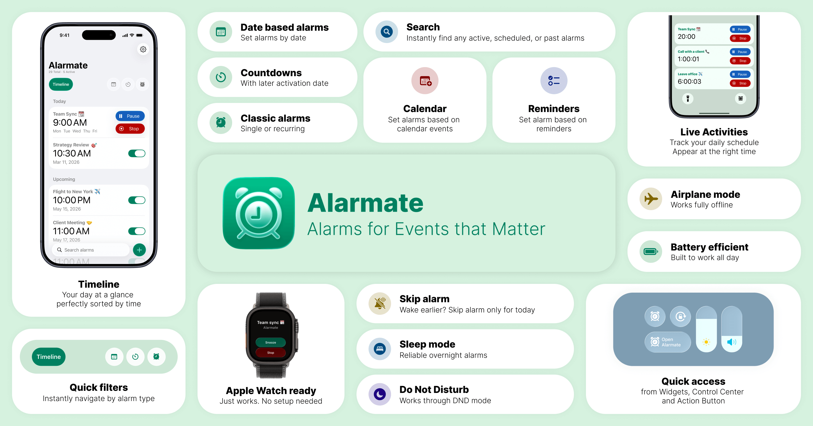 Alarmate Alarm Clock App Features Overview