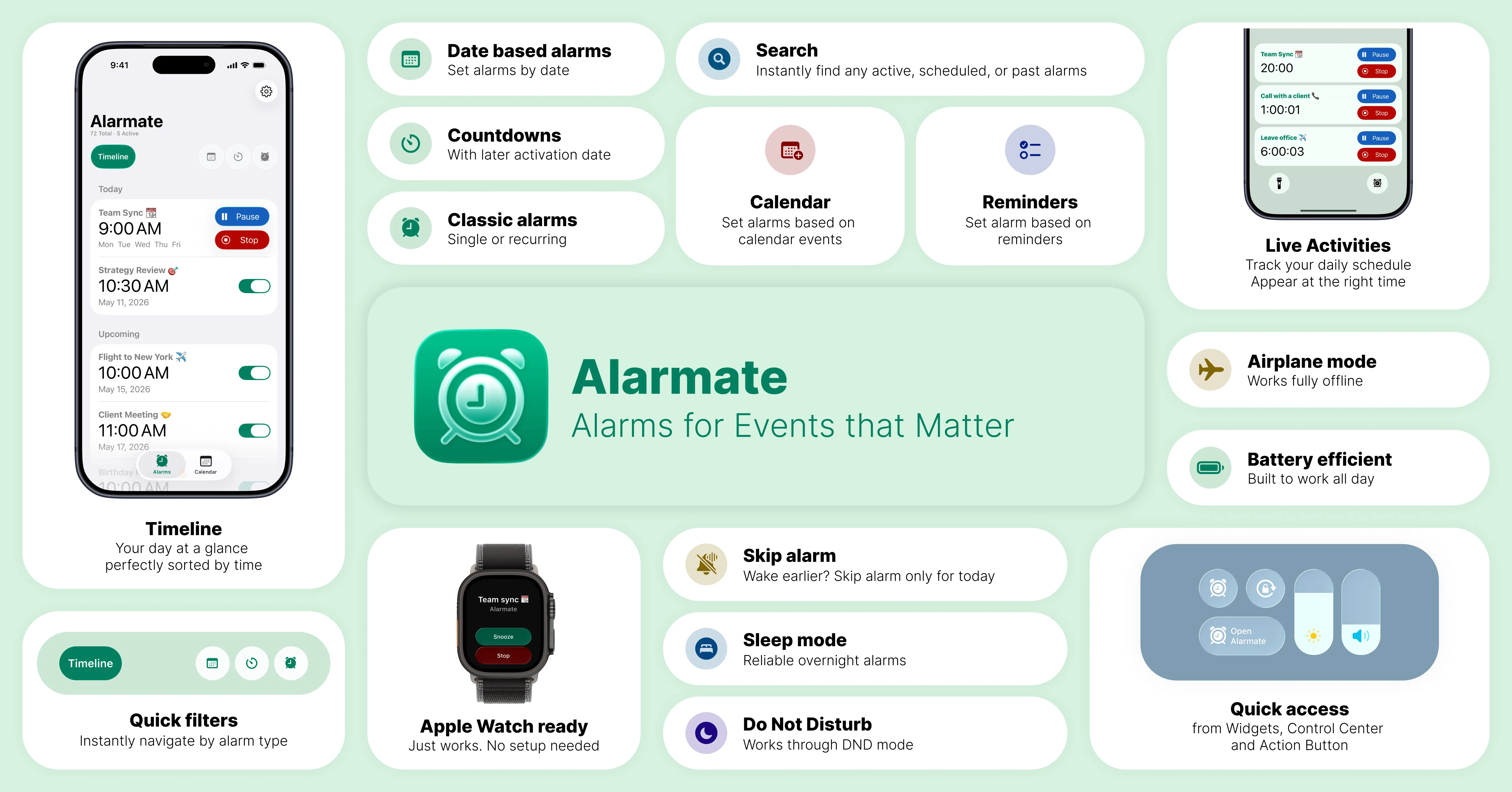 Alarmate Alarm Clock App Features Overview