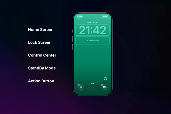 How do I add Alarmate widgets and controls to my iPhone?