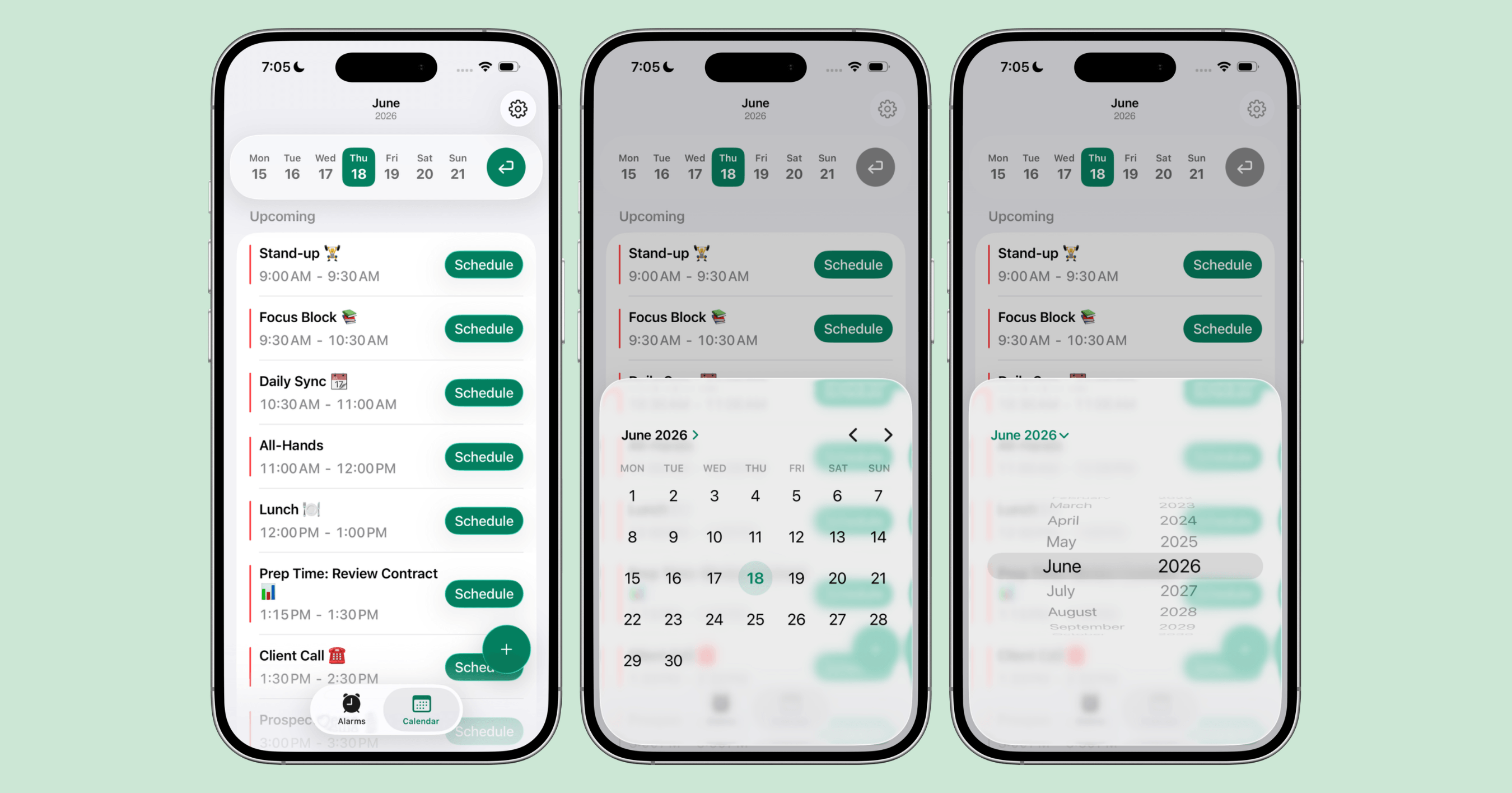 Browsing Apple Calendar events to create an alarm in Alarmate