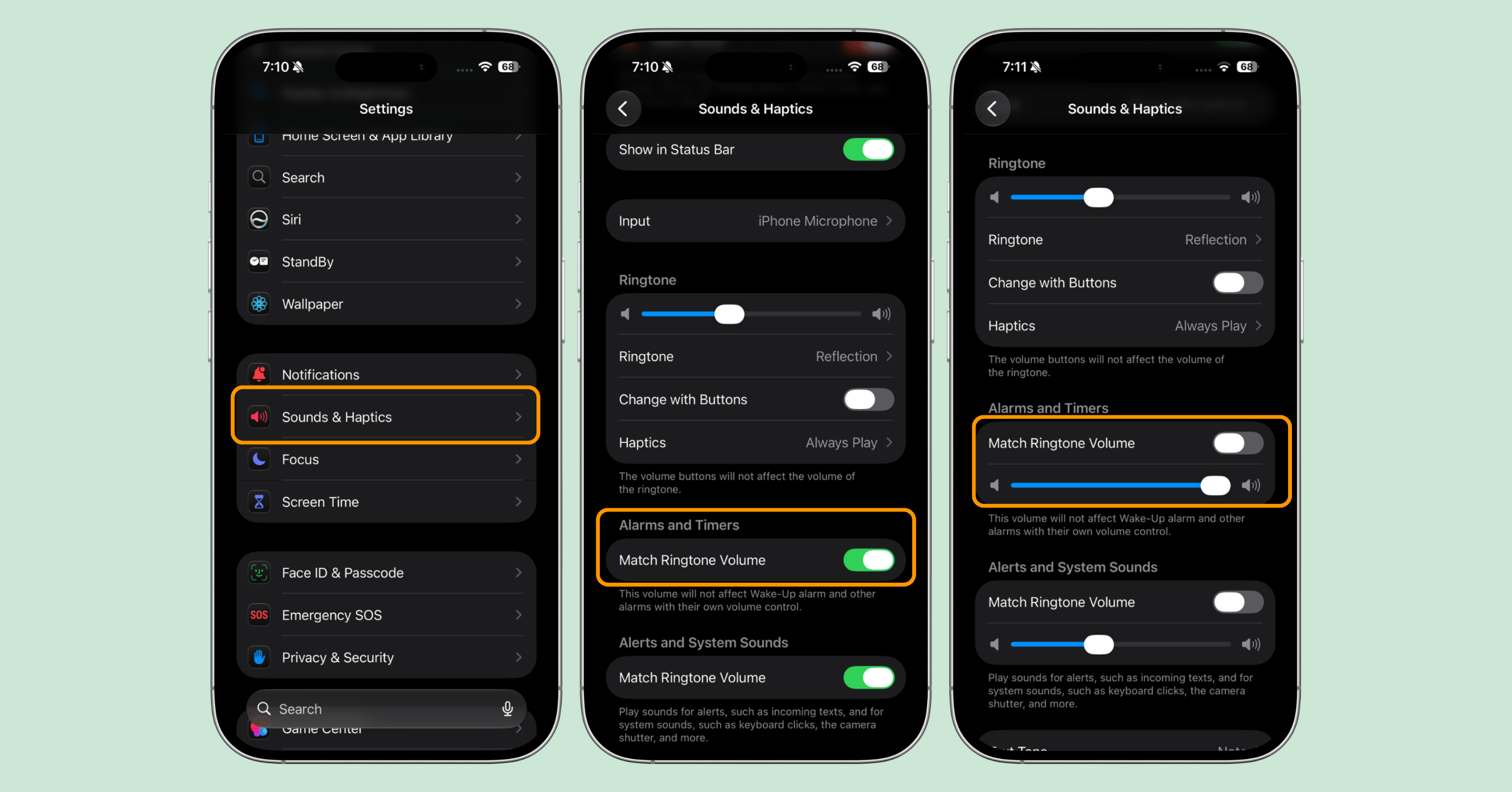 iOS 27 settings for configuring alarm and ringtone volume separately