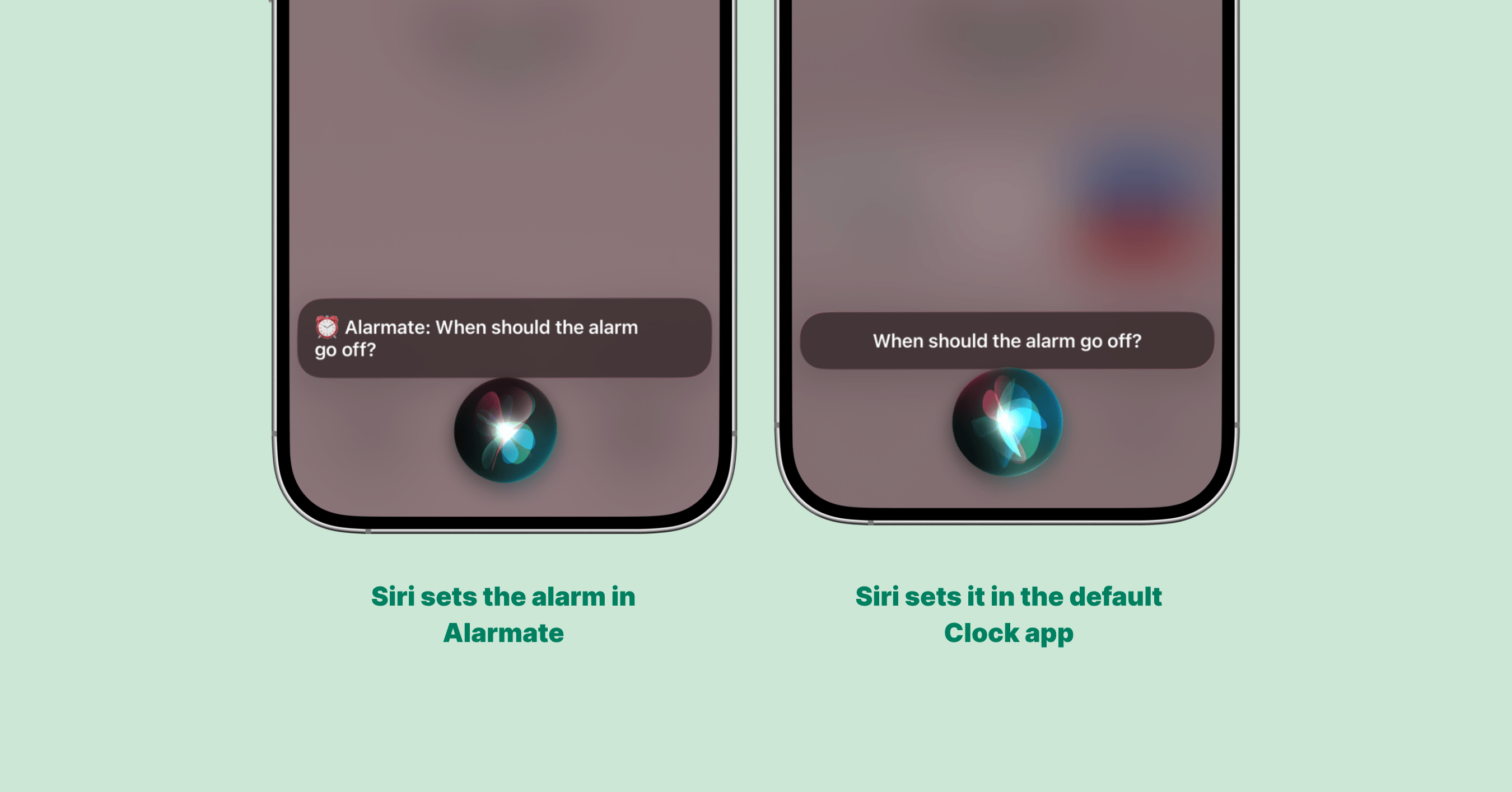 Siri routing a date alarm request to Alarmate instead of the default Clock app