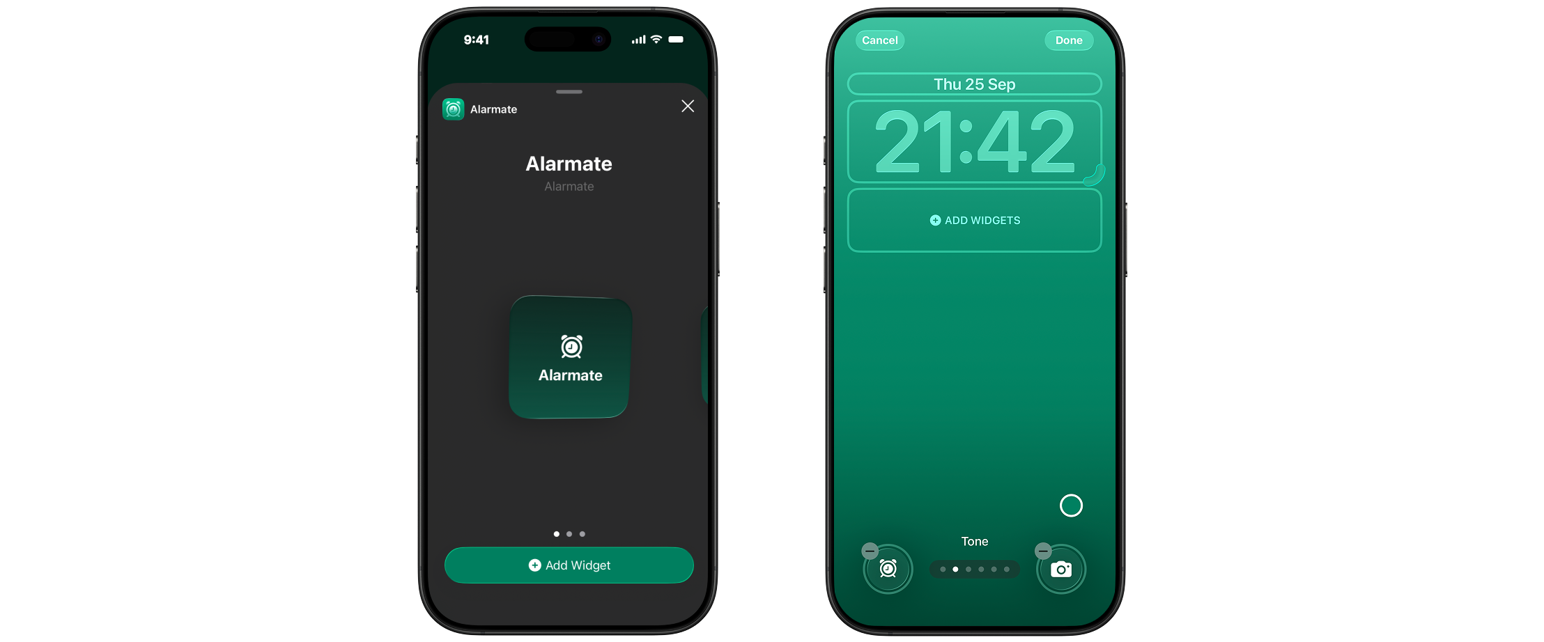 Alarmate widgets
