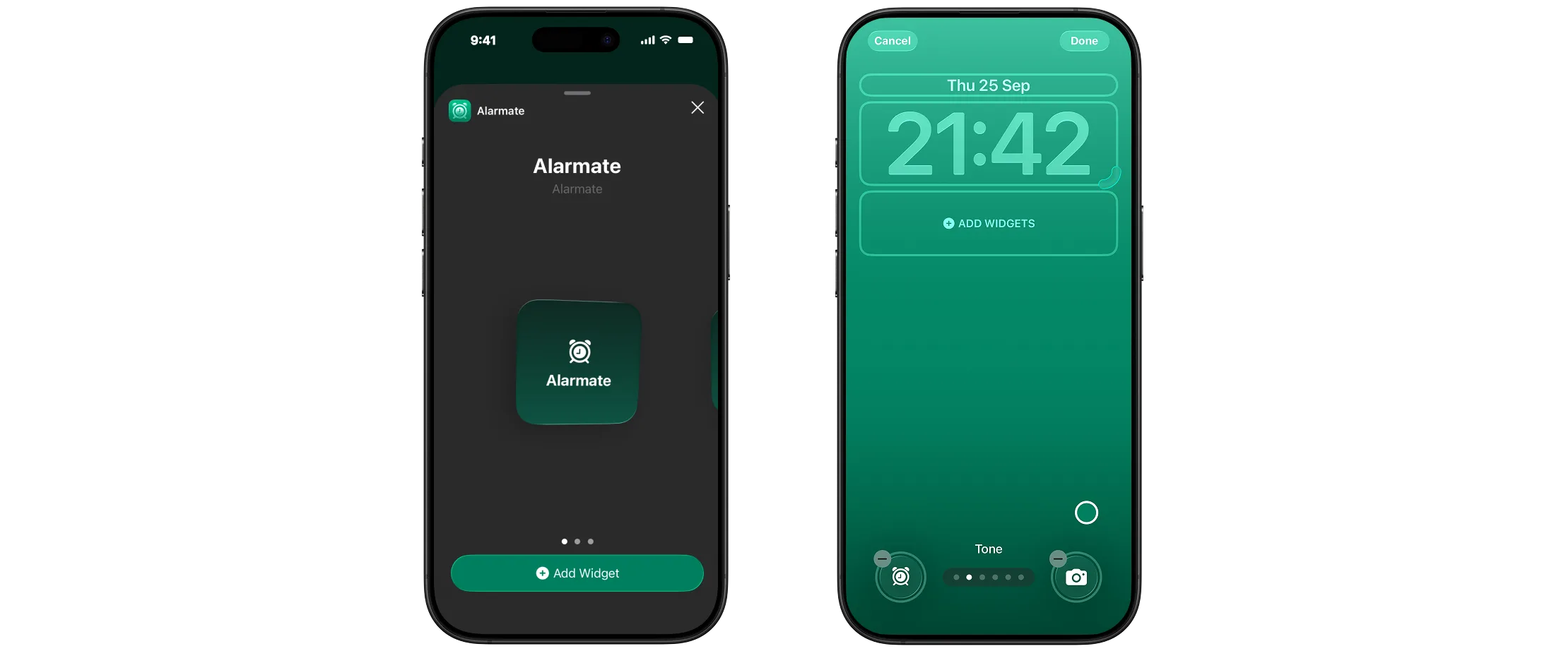 Alarmate widgets